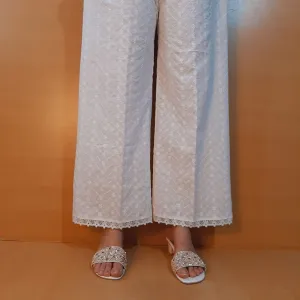 Chikankari Palazzo - White - ZT231