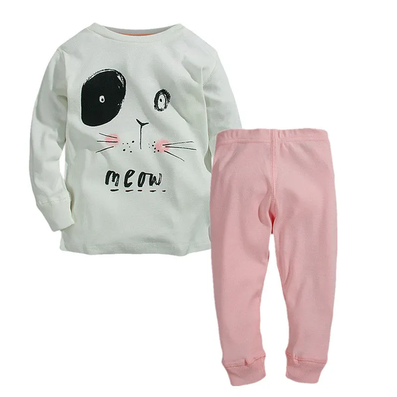Children Clothes Sets Baby Girls Sleepwear Long Sleeve Leisure Wear Kids Pajamas Next Girl Clothing Style for 2-7 yrs