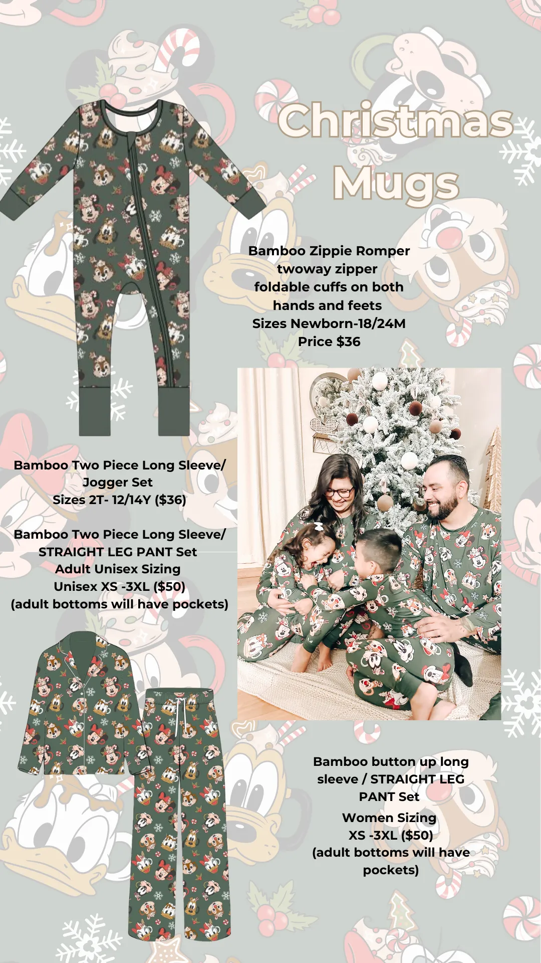 Christmas Mugs Bamboo PJs *READY TO SHIP — NOT RESTOCKING