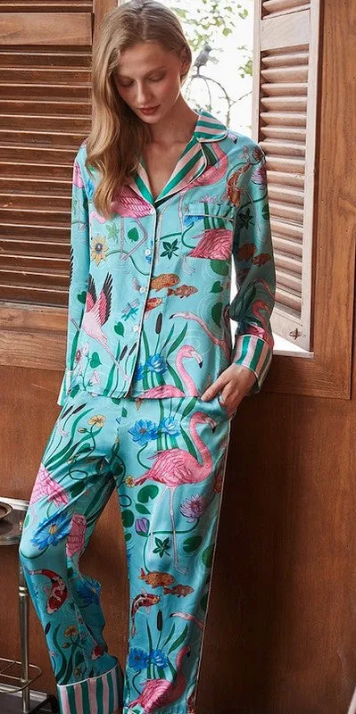 Classic Animal Print Pajama Set – Elegant Two-Piece Sleepwear for Lounging or Bedtime