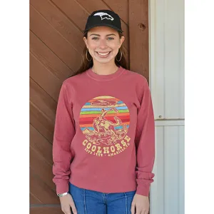 Coolhorse Bronc Stomper Long Sleeve T-shirt- Crimson Red