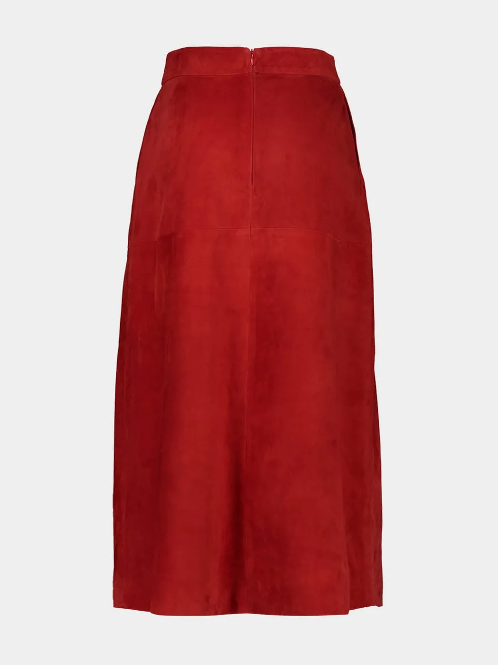 Corvus Cabernet Embroidered Suede Skirt