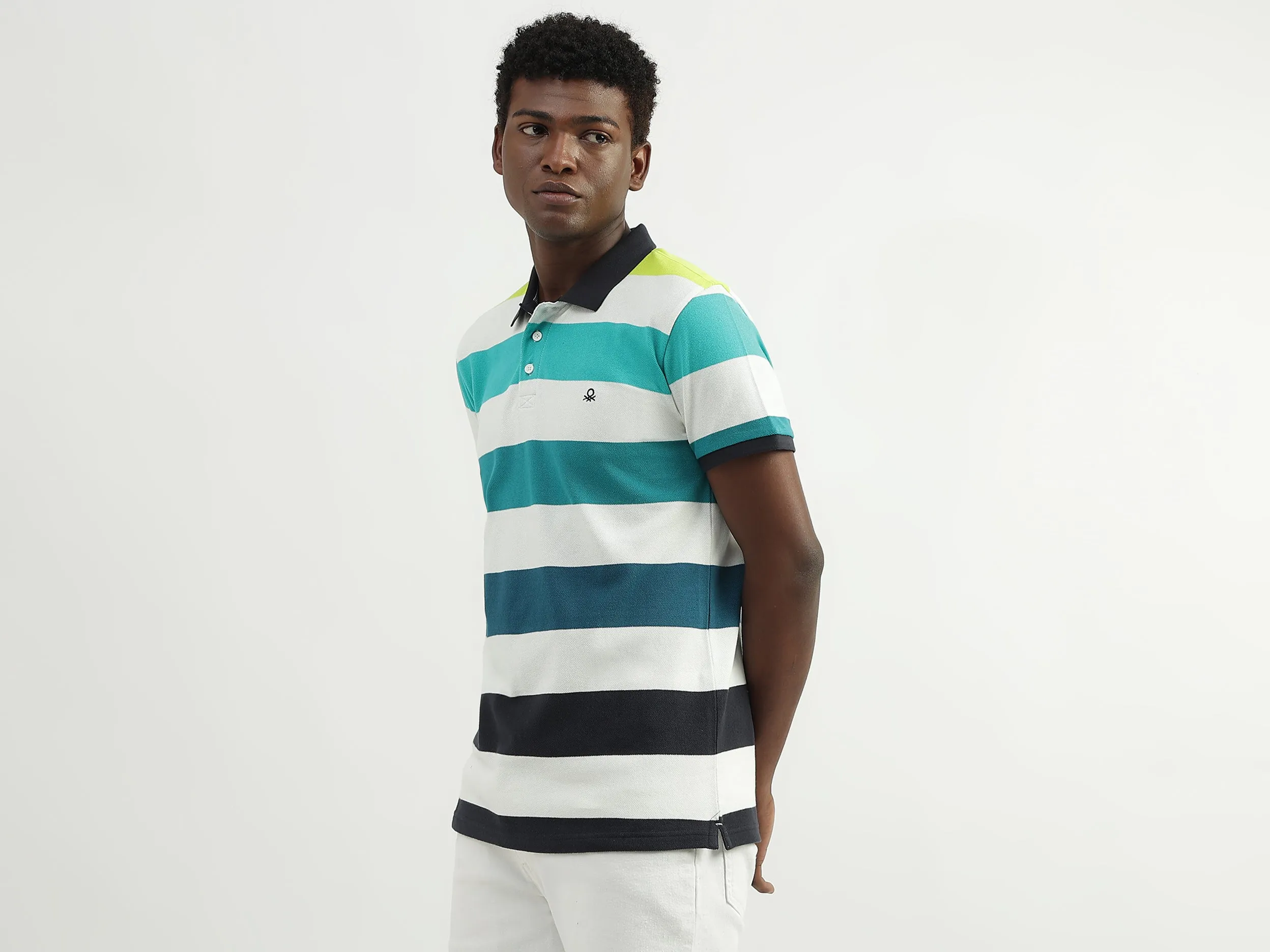 Cotton Striped Polo Collar Mens T-shirts