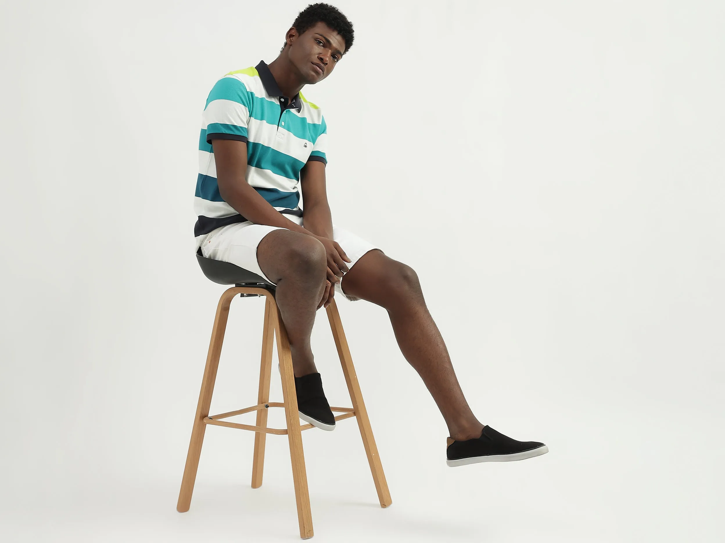 Cotton Striped Polo Collar Mens T-shirts