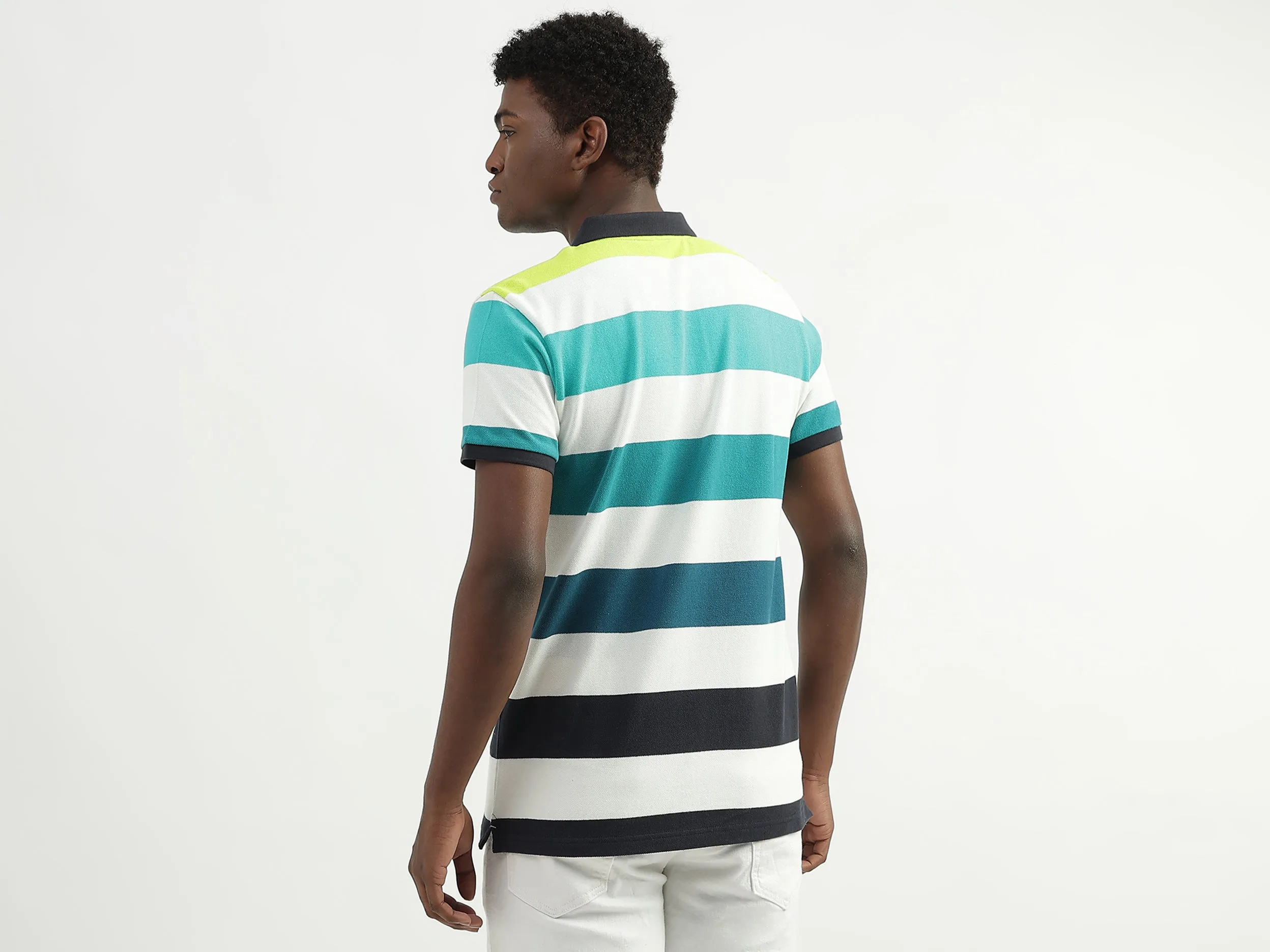 Cotton Striped Polo Collar Mens T-shirts
