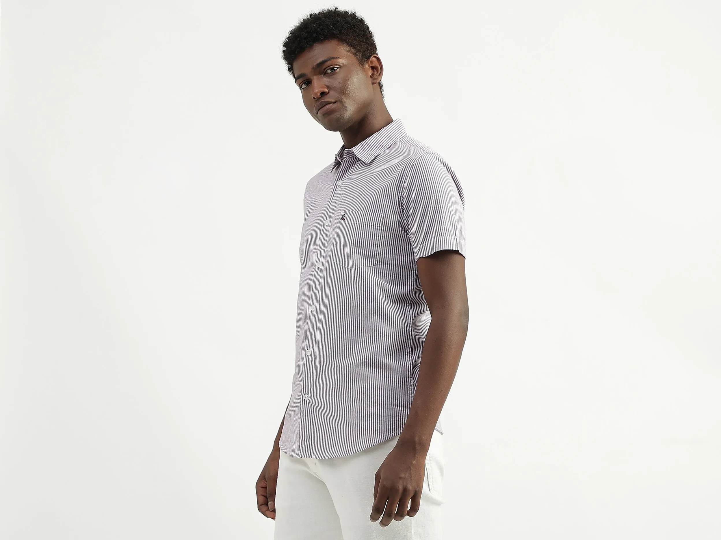 Cotton Striped Spread Collar Mens Shirts