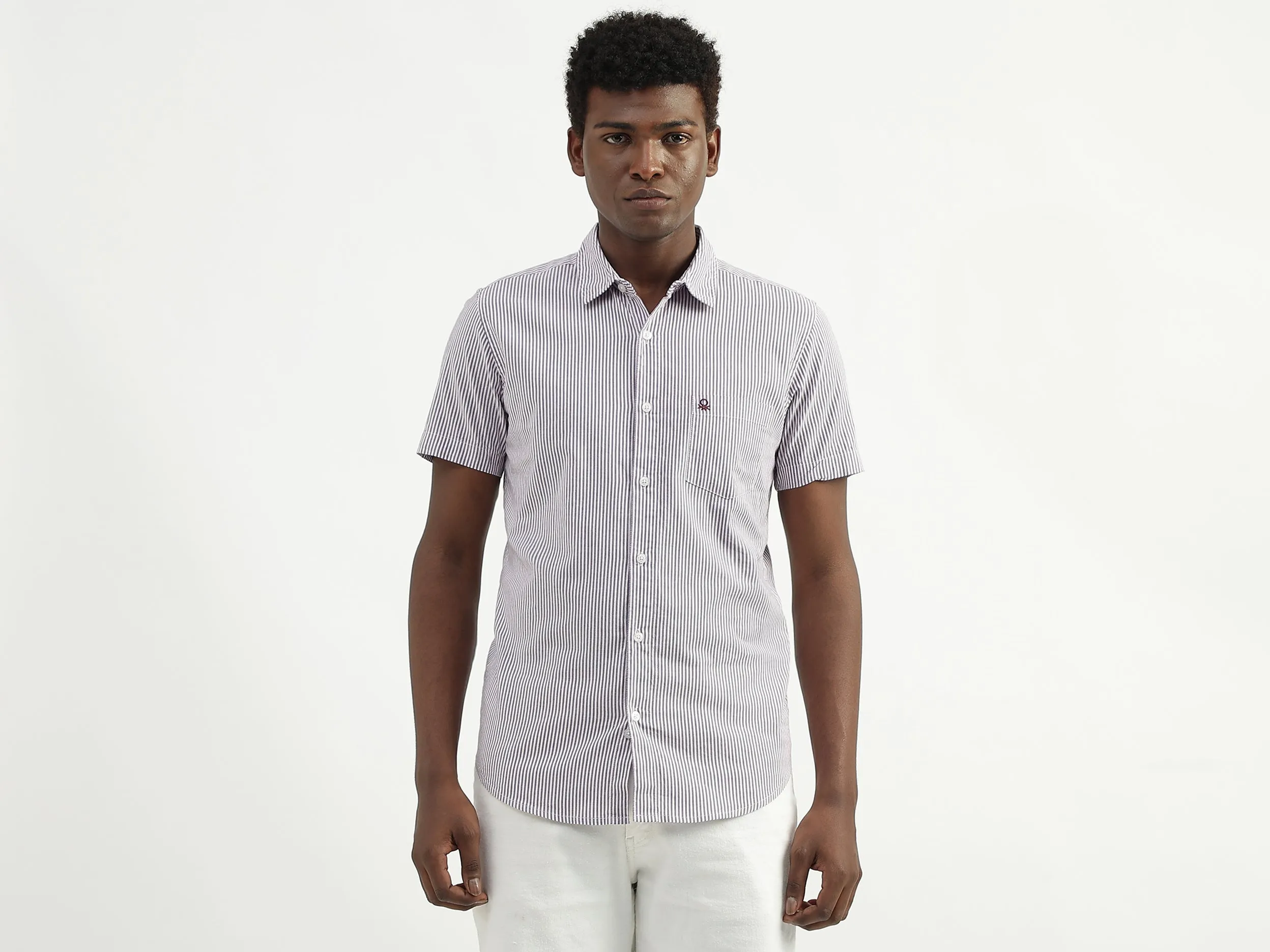 Cotton Striped Spread Collar Mens Shirts