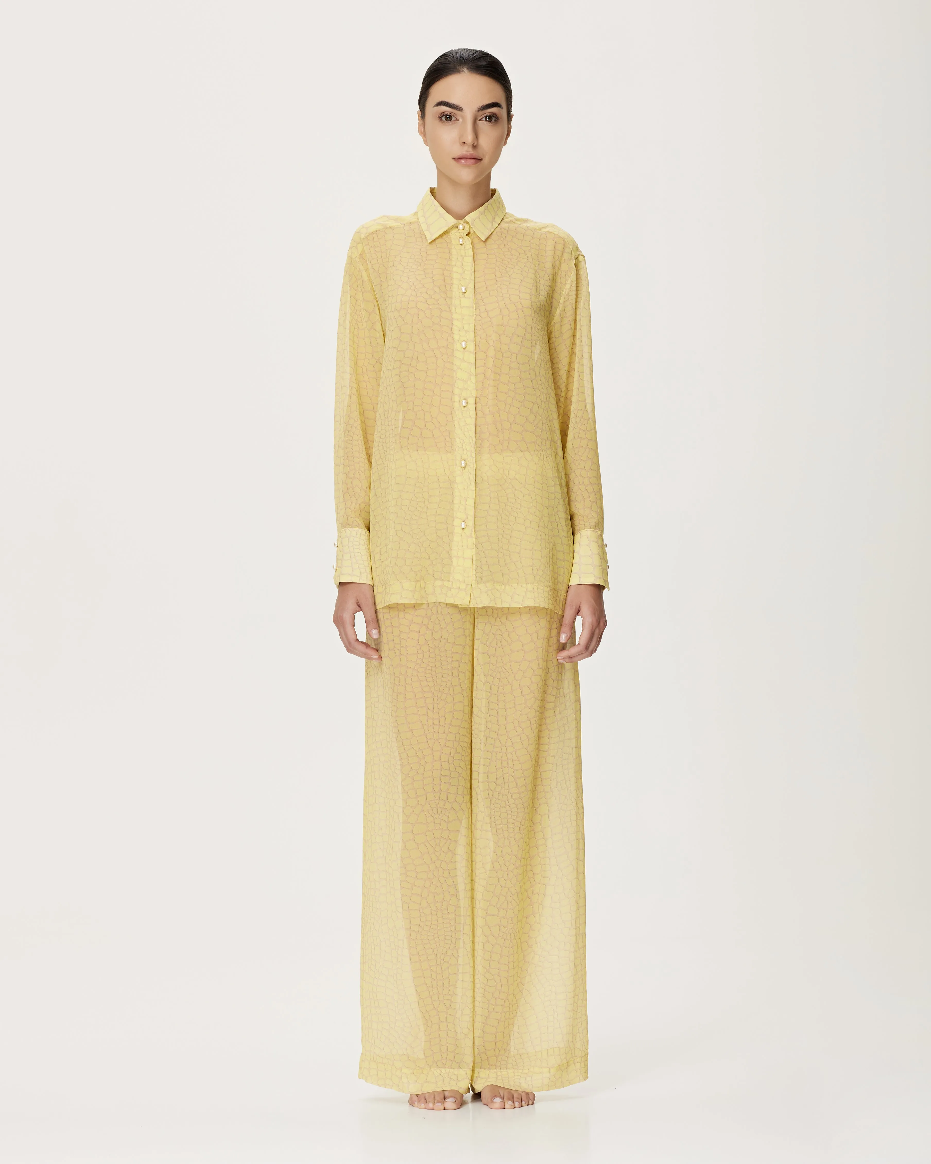 Croco Print Silk Georgette Trousers