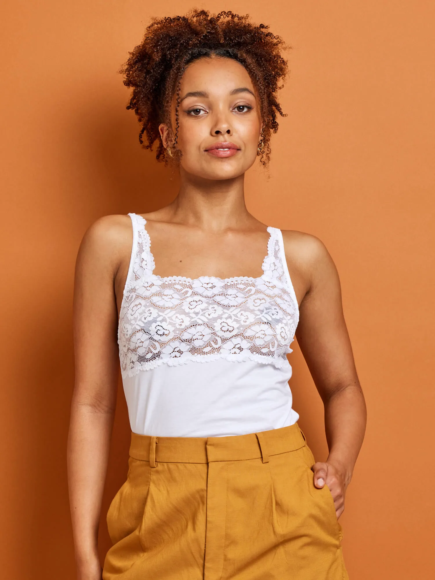 Daily Essentials Cotton & Heritage Lace Cami (465)