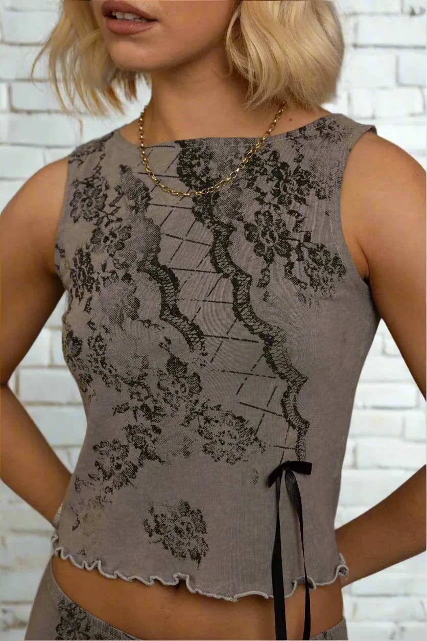 Daisy Street Slash Neck Top with Bow Detail