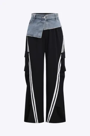 Danika - Comfortable Pocket Style Woman's Denim Patchwork Trousers