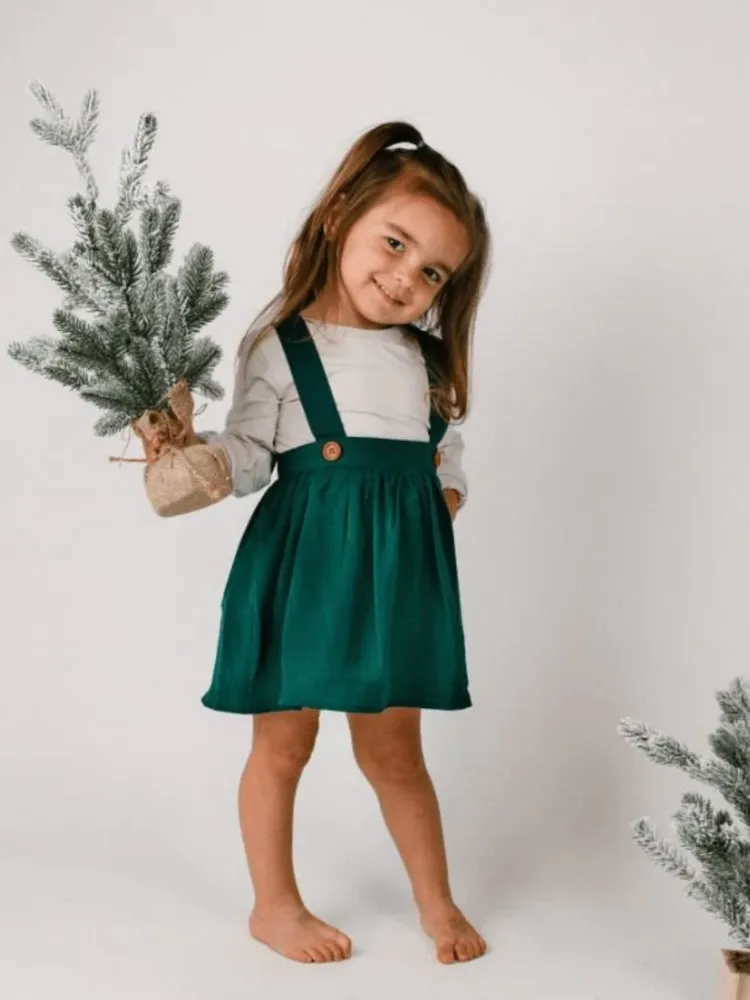 Daphne Suspender Skirt - Hunter Green