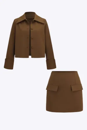Darlene - Classic Button Design Woman's Skirt Set