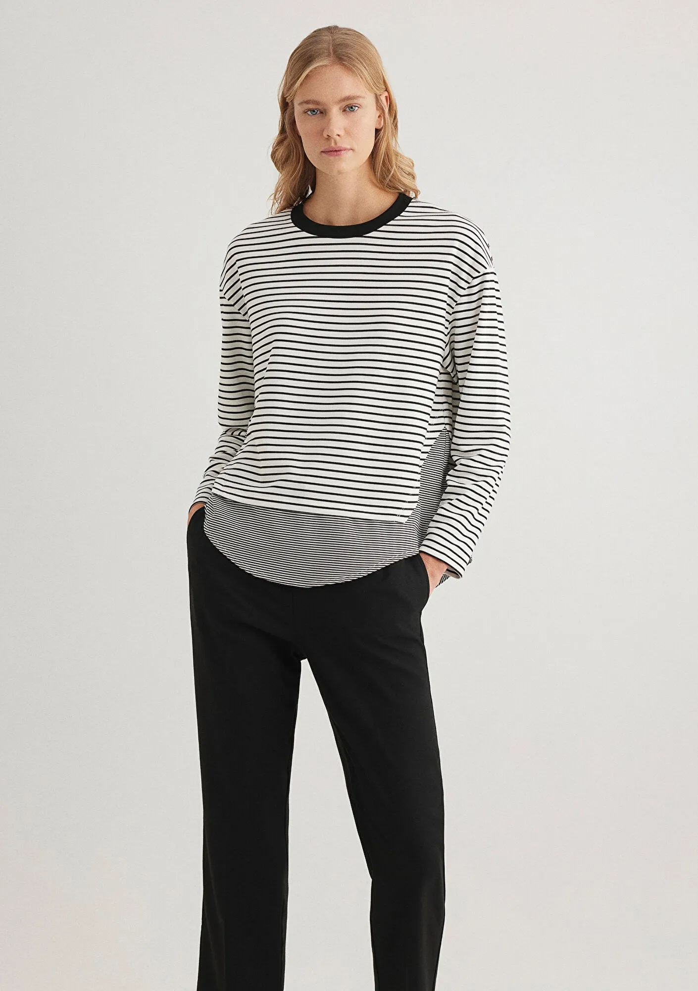 Double Fabric Striped T-Shirt