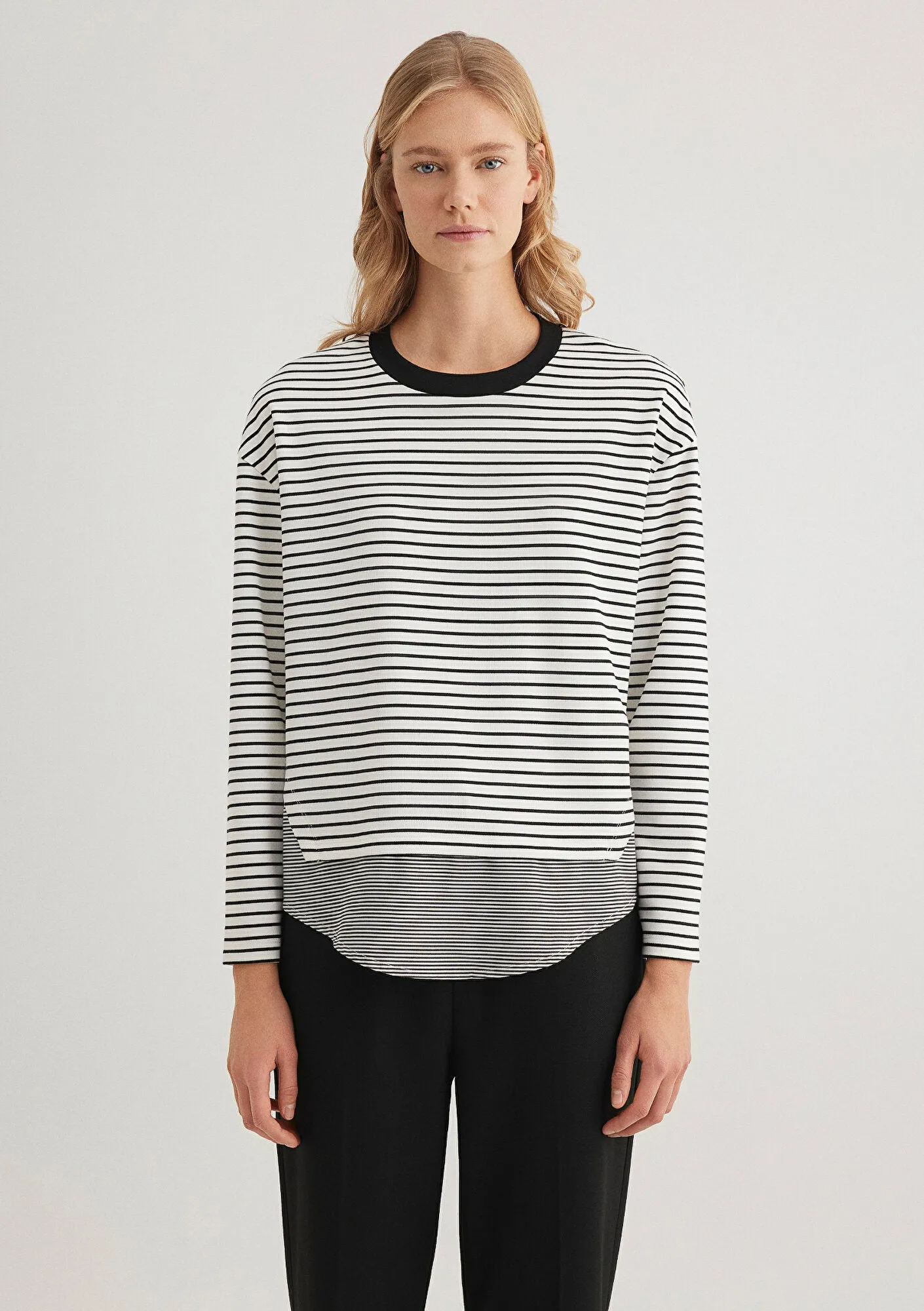 Double Fabric Striped T-Shirt
