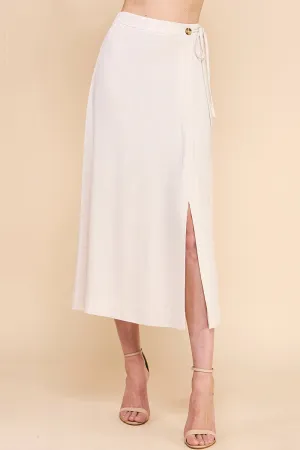 Dove Linen Wrap Midi Skirt - Natural