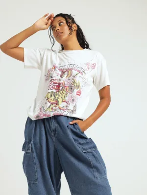 Dragon Oversized Printed Tee - White