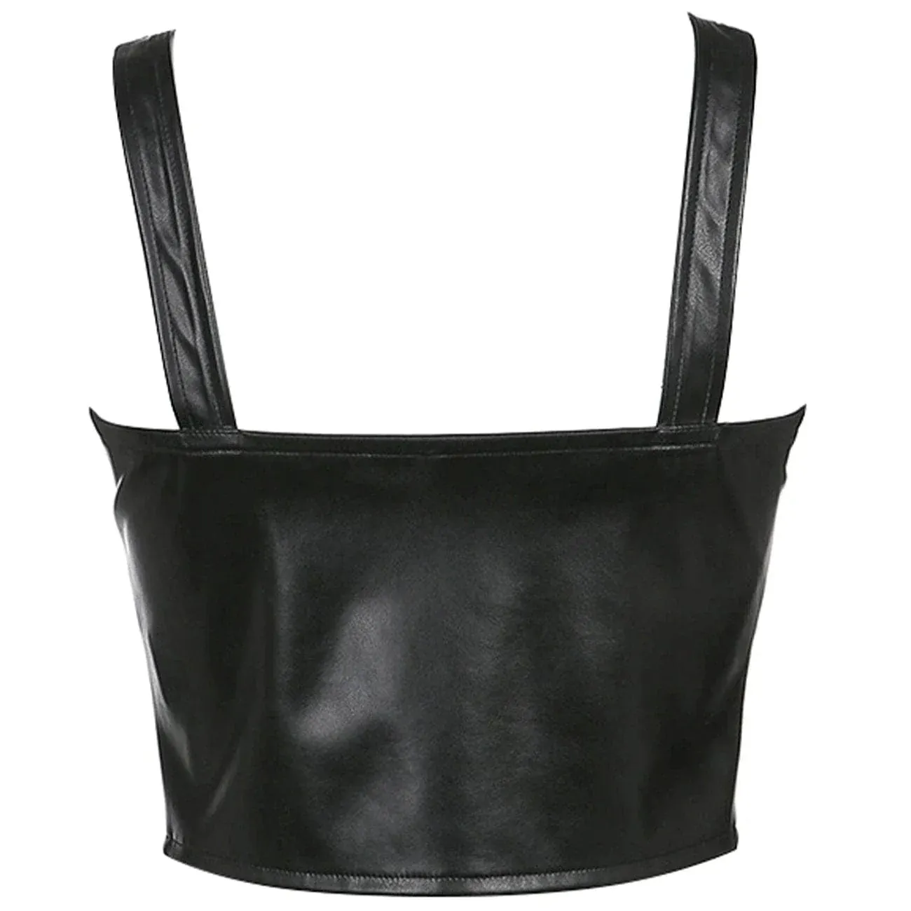 Drawstring Placket PU Vest