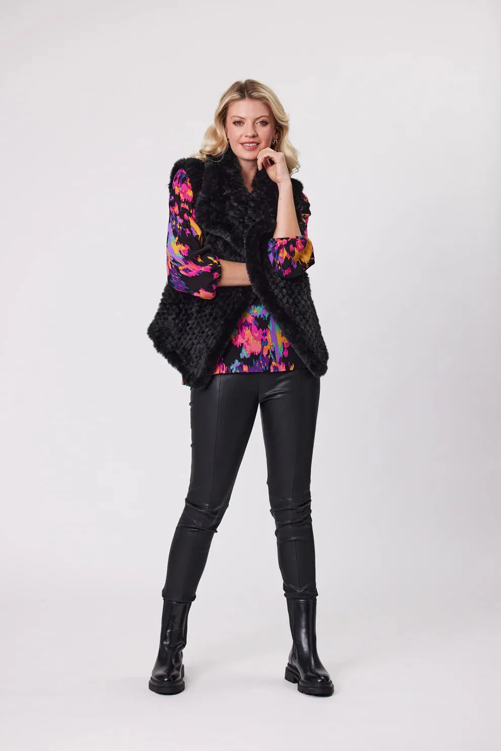 Eira Fur Vest - Black