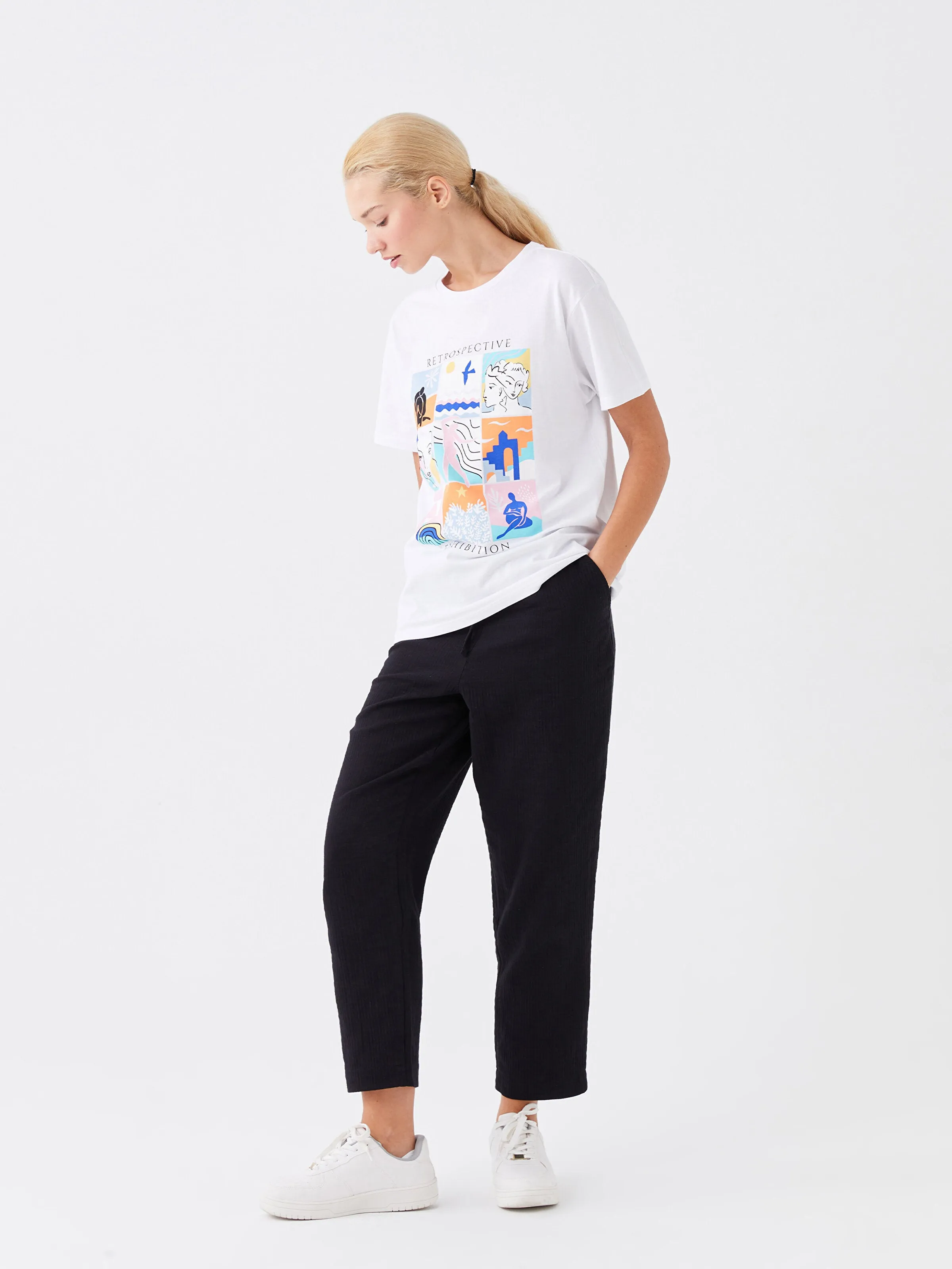 Elastic Waist Comfortable Fit Muslin Women Trousers