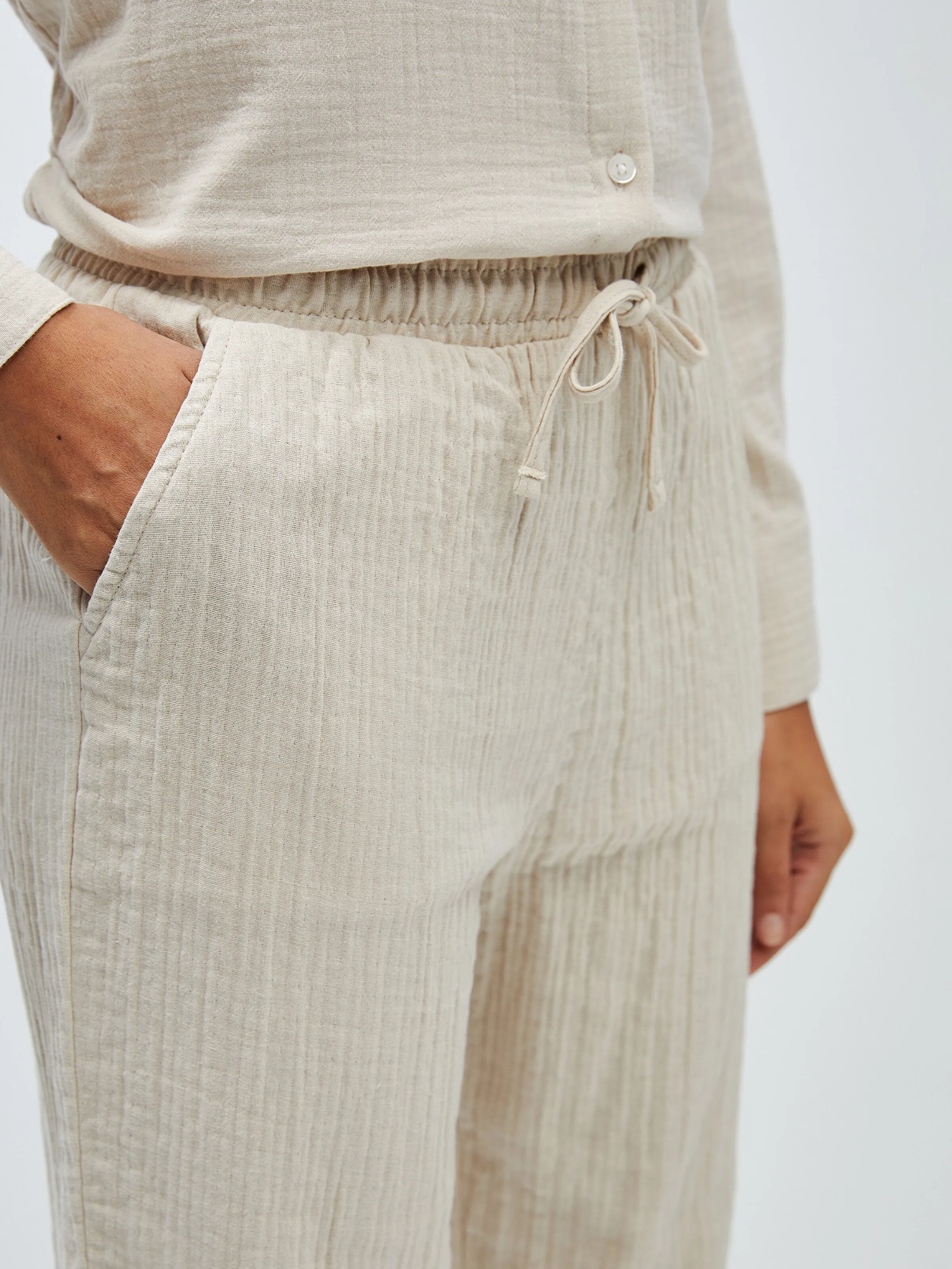 Elastic Waist Comfortable Fit Muslin Women Trousers