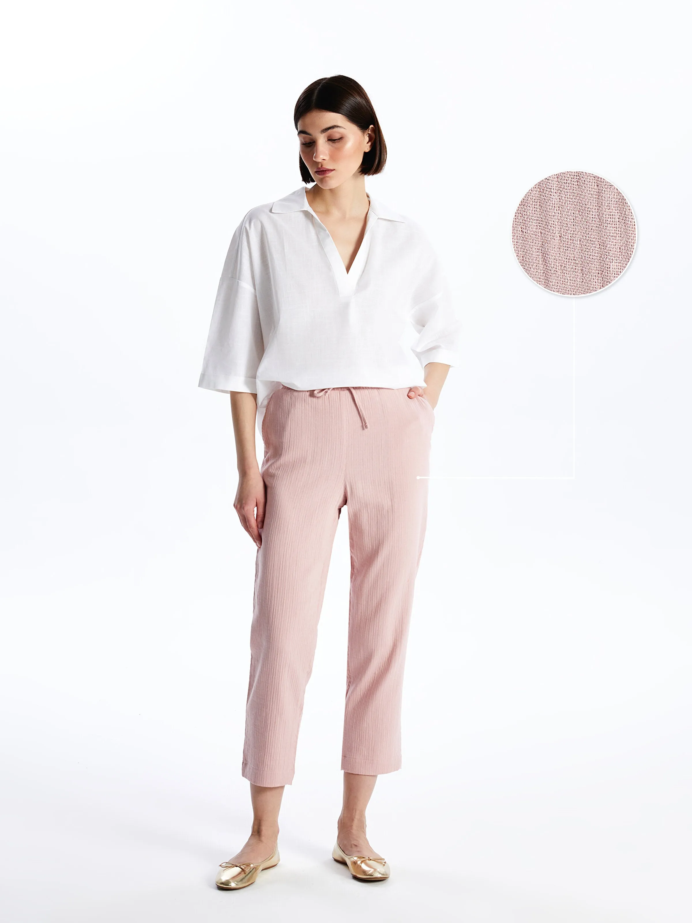 Elastic Waist Comfortable Fit Muslin Women Trousers