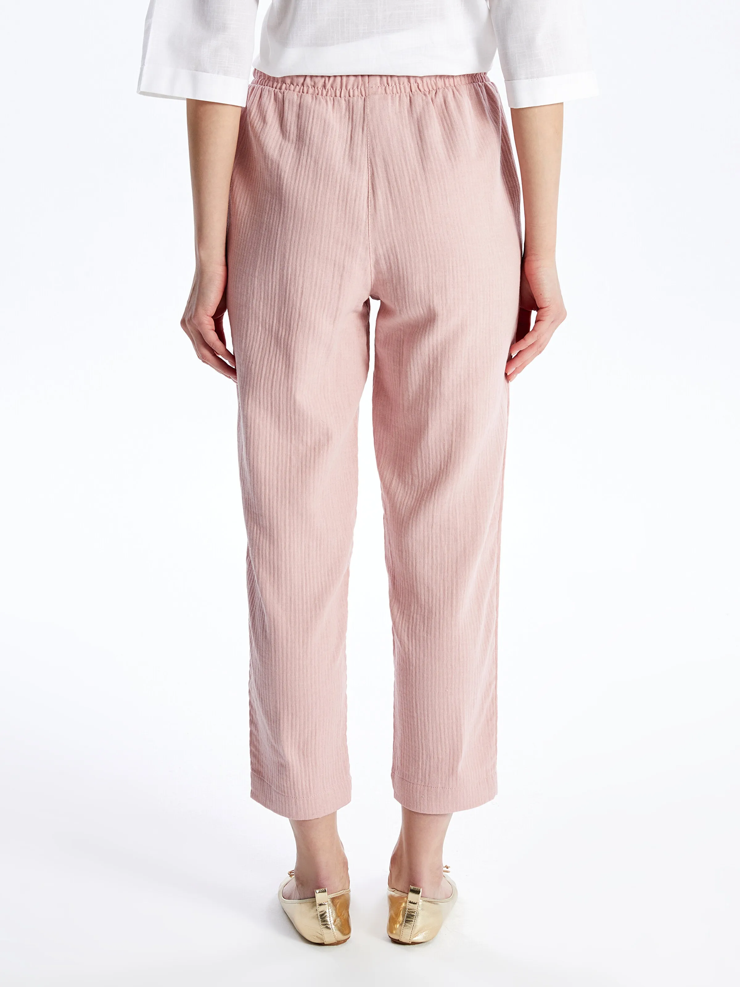 Elastic Waist Comfortable Fit Muslin Women Trousers