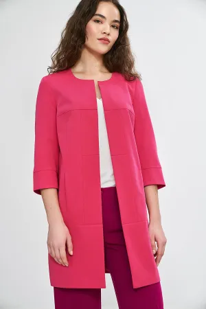 Elegance Round-Neck Blazer with Shoulder Pads