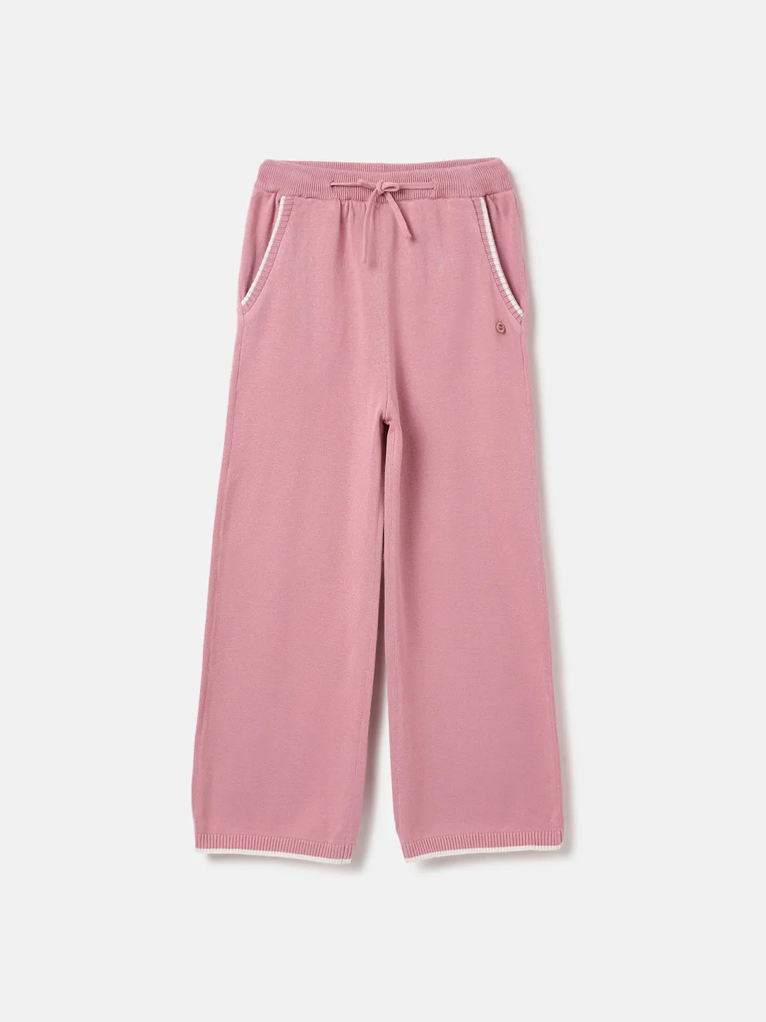 Elle Kids Pink Wide Leg Solid Trouser