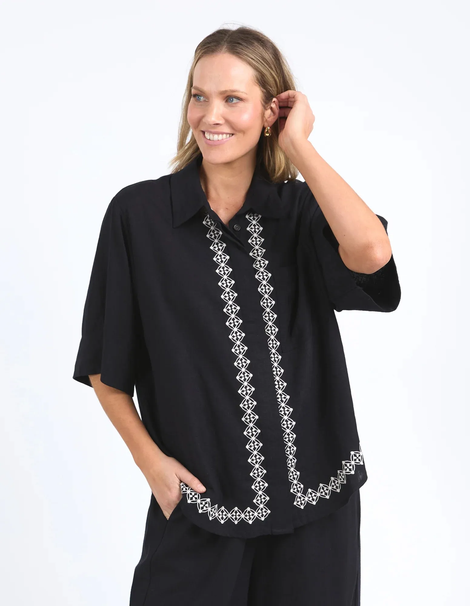 Elm Lifestyle II NINA Embroidered Shirt - Black