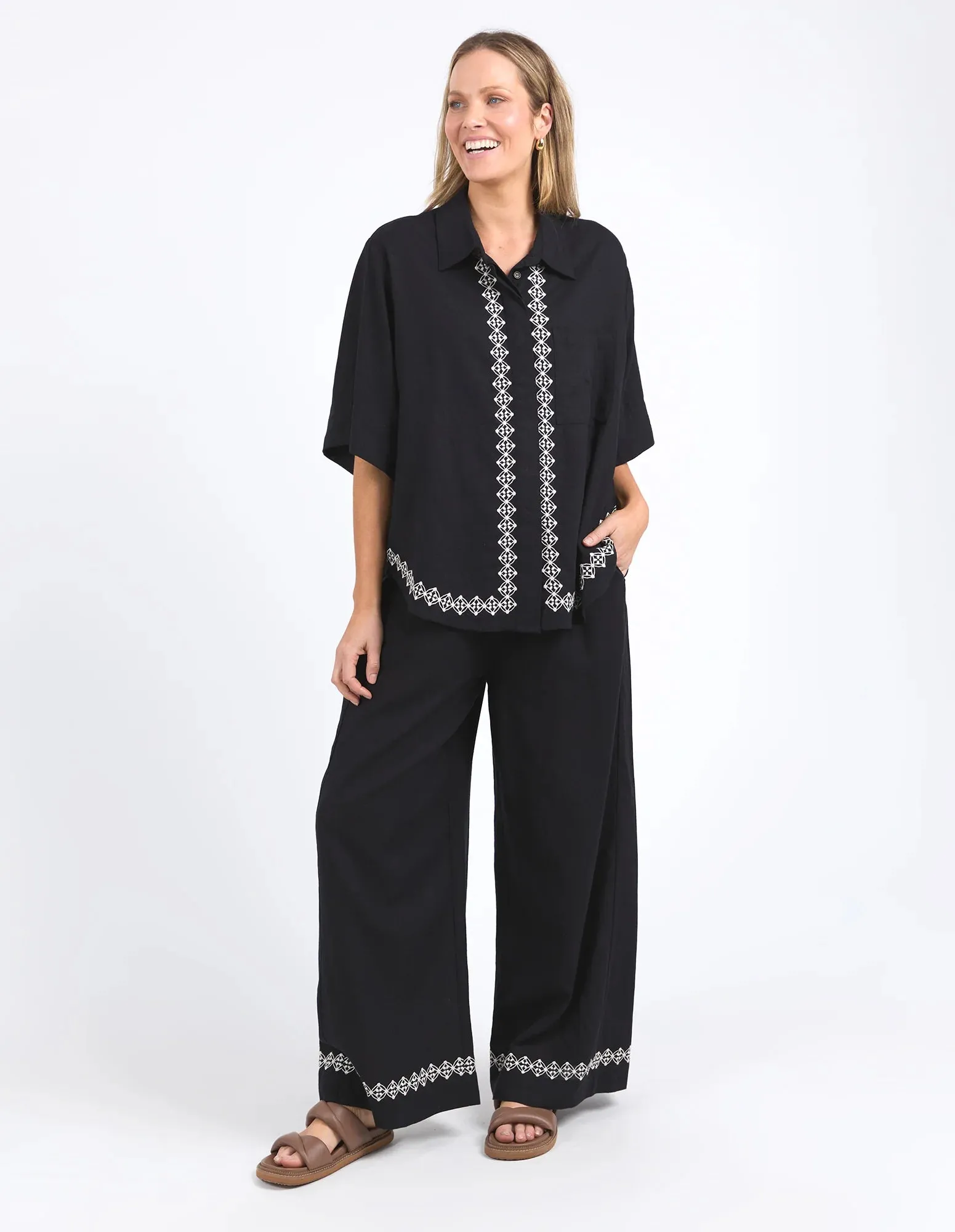 Elm Lifestyle II NINA Embroidered Shirt - Black