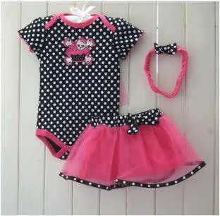 Fashion Baby Clothing Set Baby Girl Sets Romper Tutu Skirt Headband born bebe Spring Summer Baby Girl Clothes