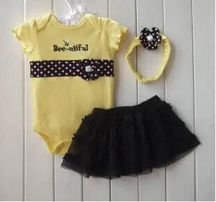 Fashion Baby Clothing Set Baby Girl Sets Romper Tutu Skirt Headband born bebe Spring Summer Baby Girl Clothes