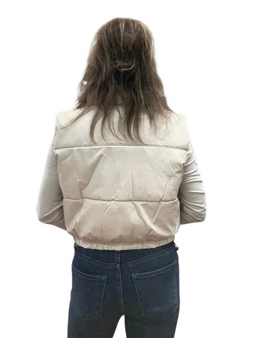 Faux Leather Puffer Vest