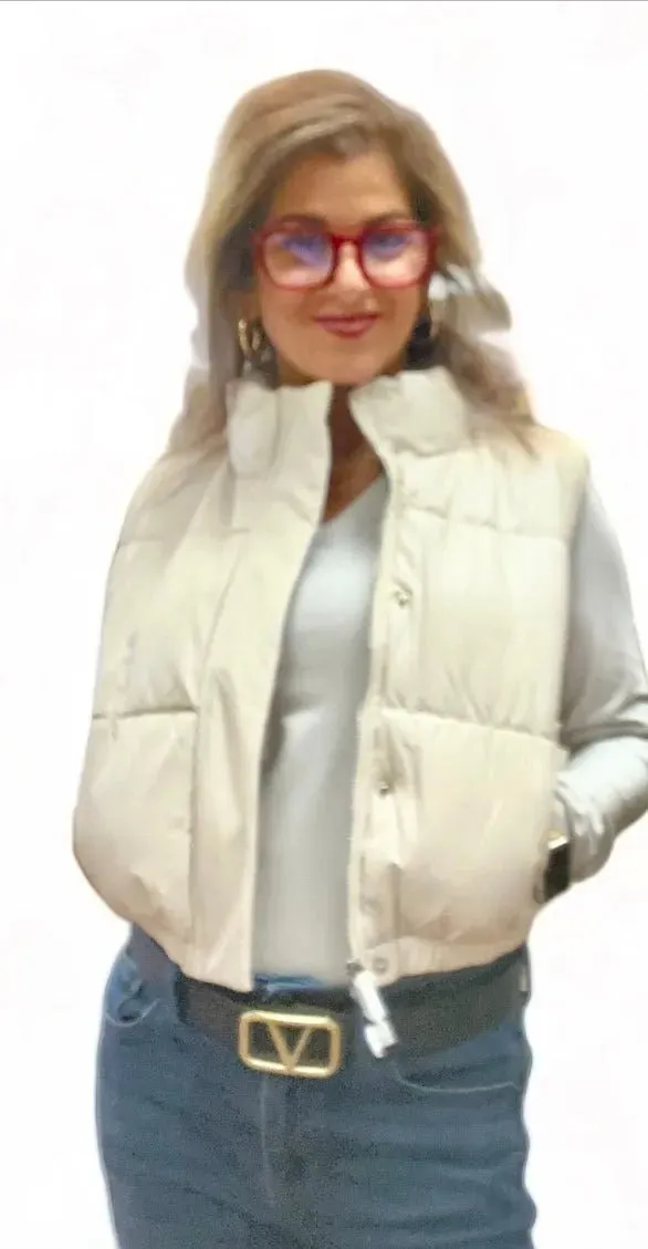 Faux Leather Puffer Vest