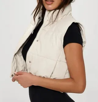 Faux Leather Puffer Vest