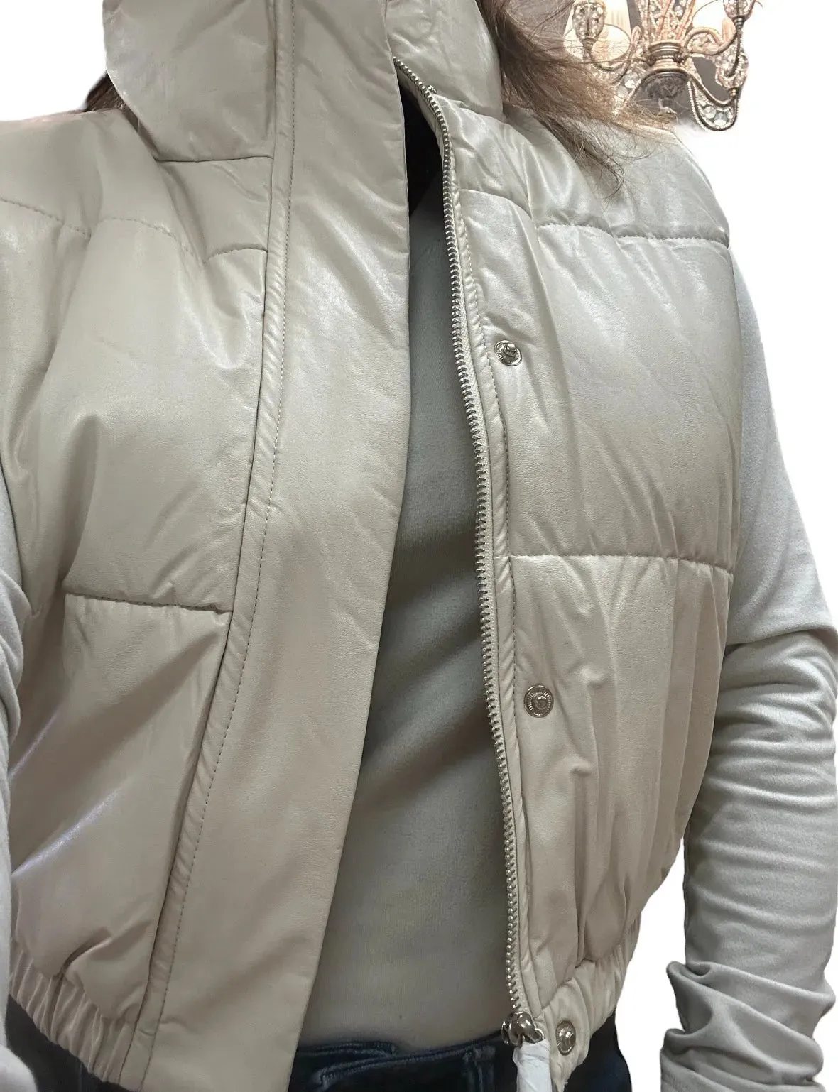 Faux Leather Puffer Vest