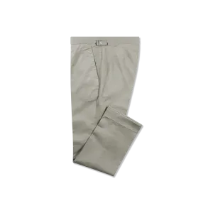 Flat Front Trouser in Green Stretch Cotton