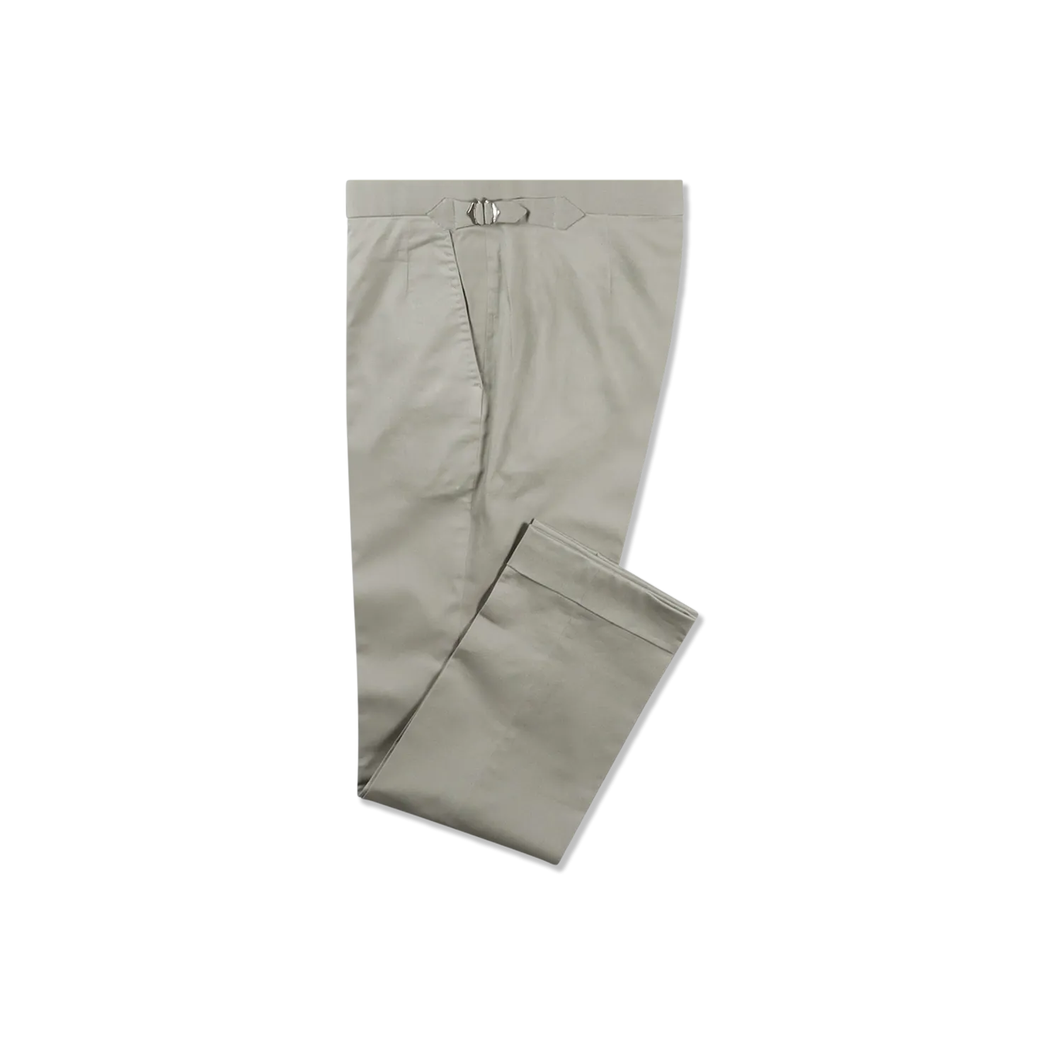 Flat Front Trouser in Green Stretch Cotton