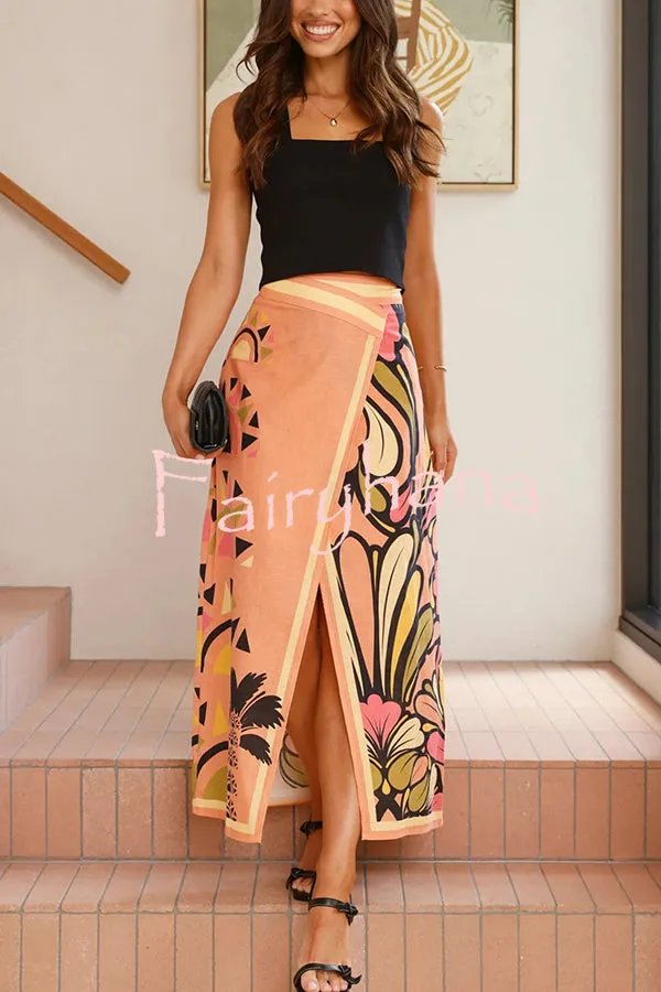 Floral Print Sexy Slit Holiday Midi Skirt