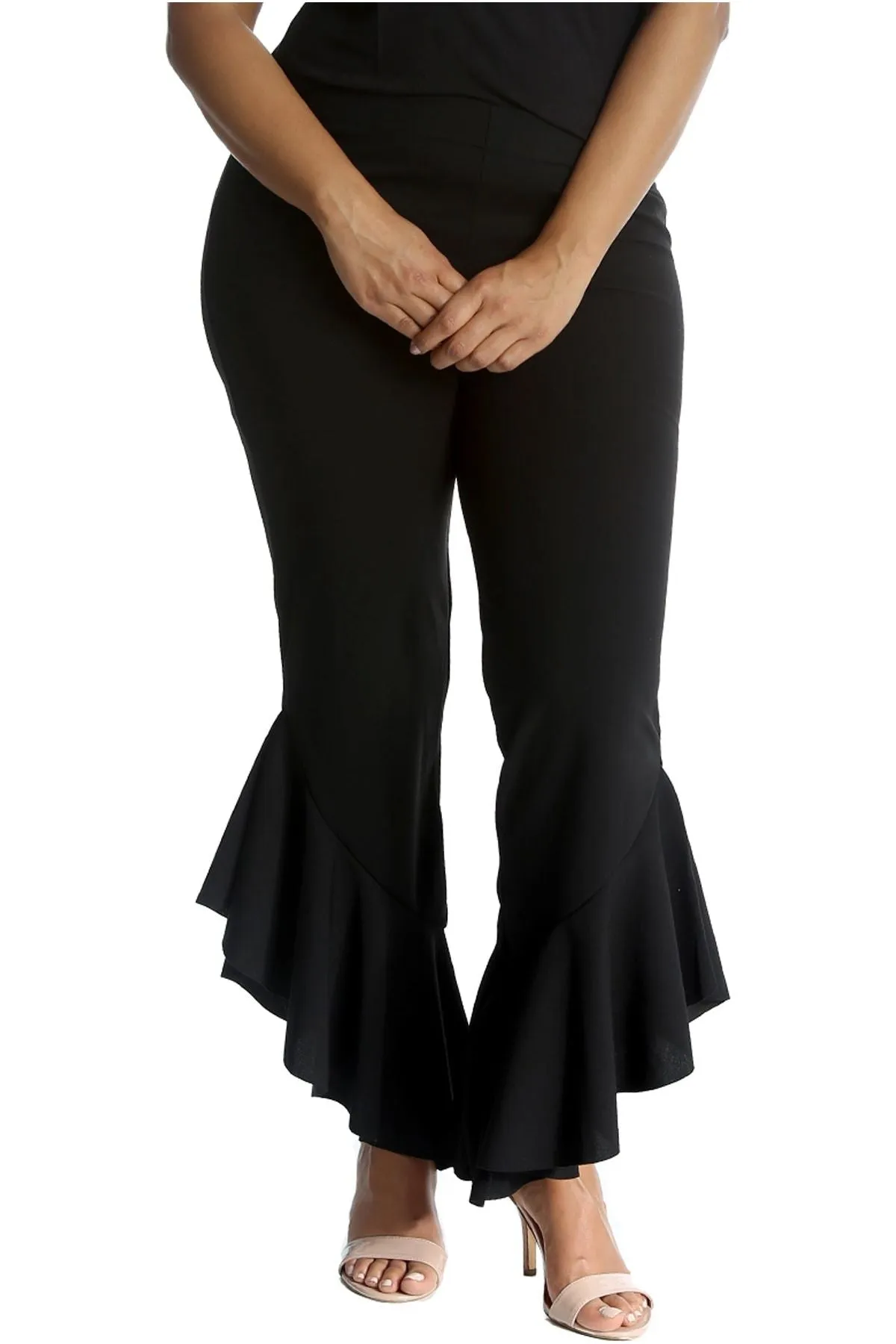 Frill Asymmetric Hem Plain Trousers