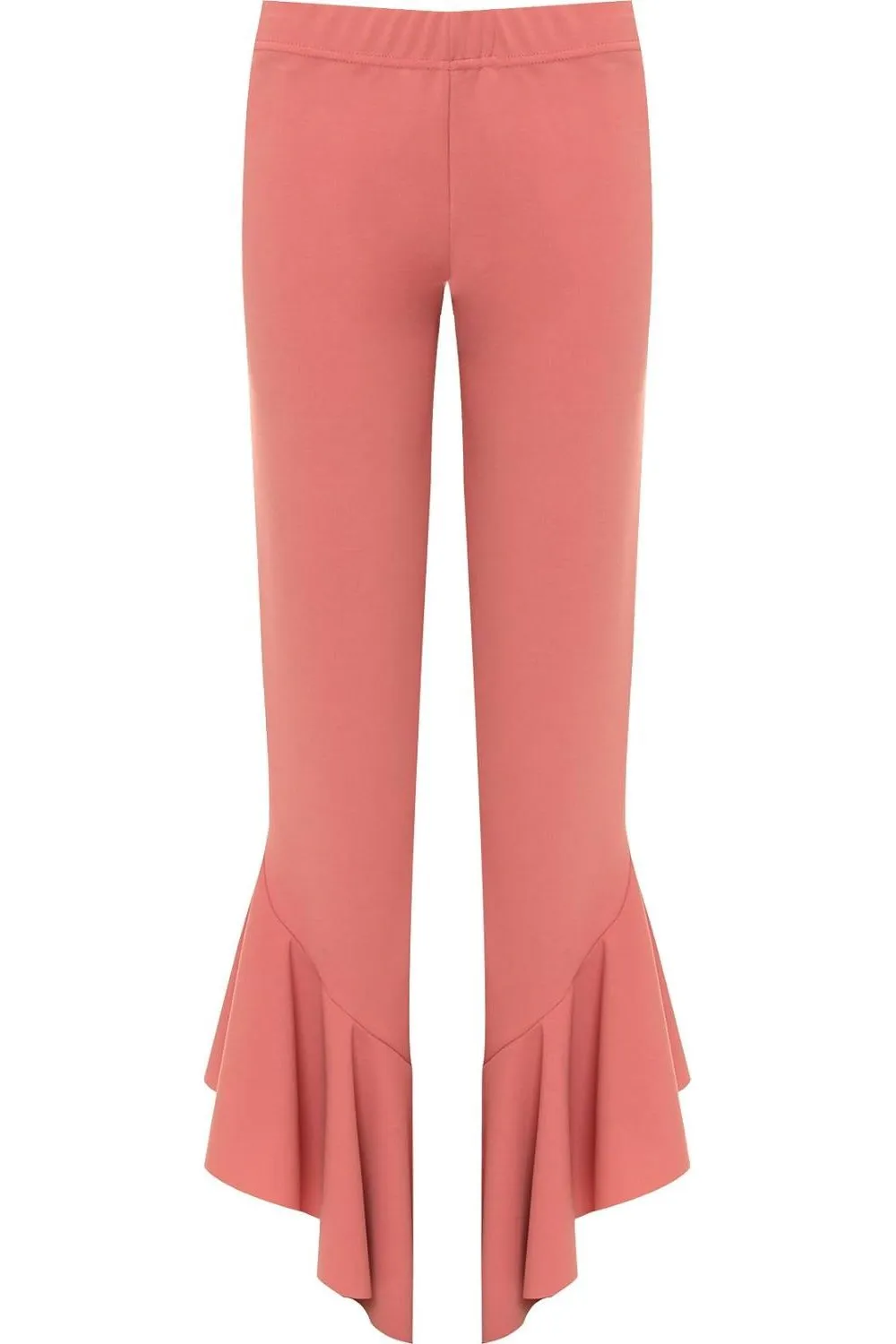 Frill Asymmetric Hem Plain Trousers