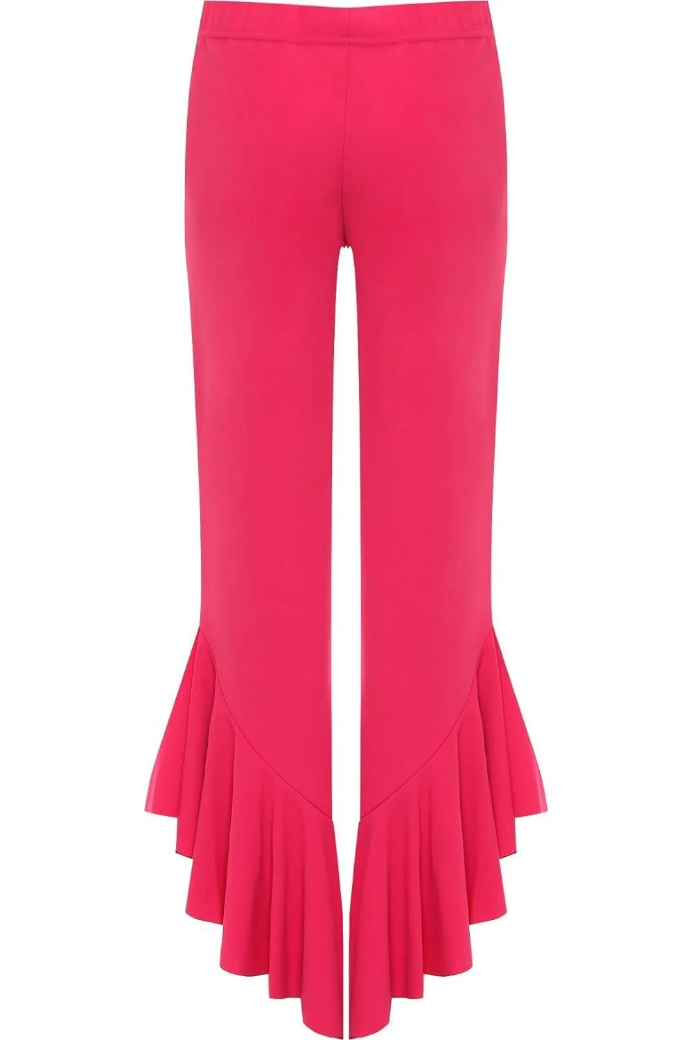 Frill Asymmetric Hem Plain Trousers