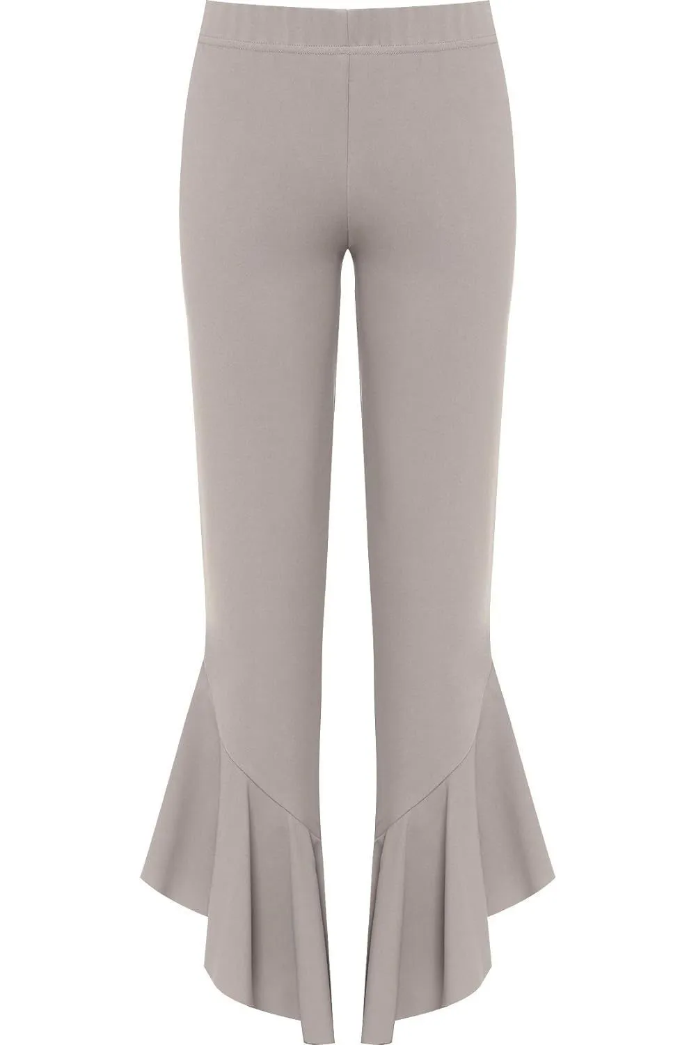 Frill Asymmetric Hem Plain Trousers