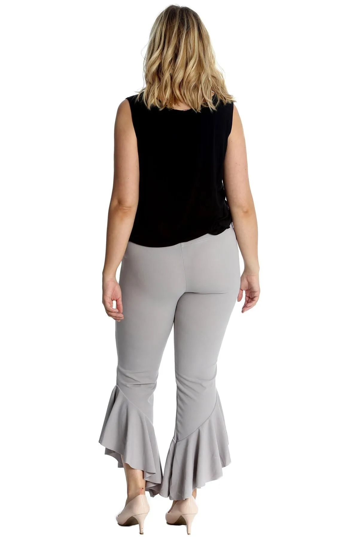 Frill Asymmetric Hem Plain Trousers