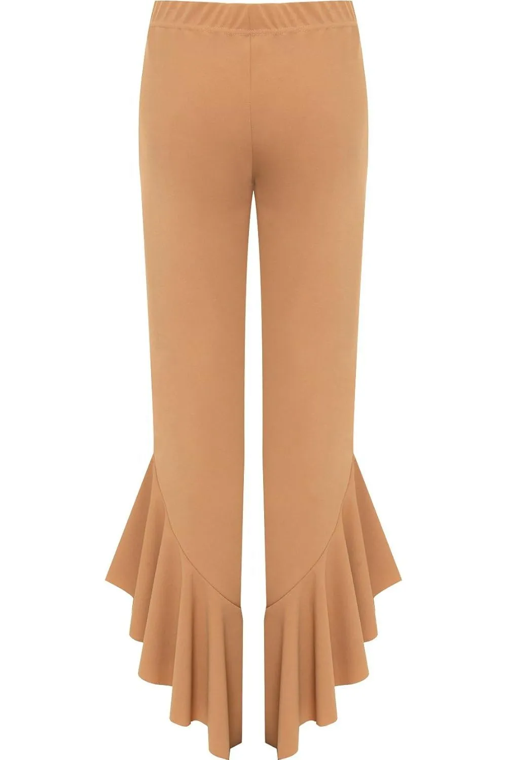 Frill Asymmetric Hem Plain Trousers