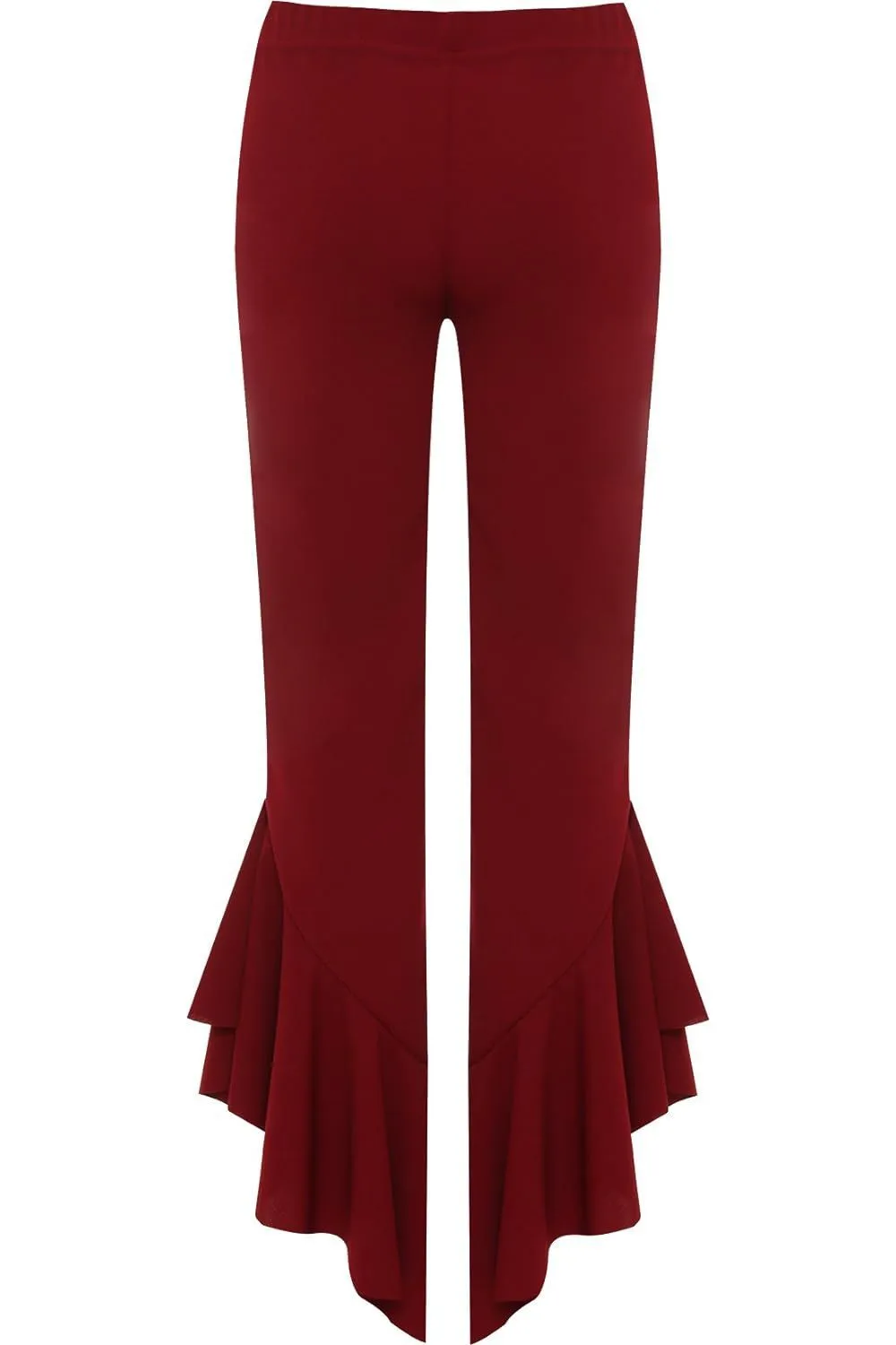 Frill Asymmetric Hem Plain Trousers