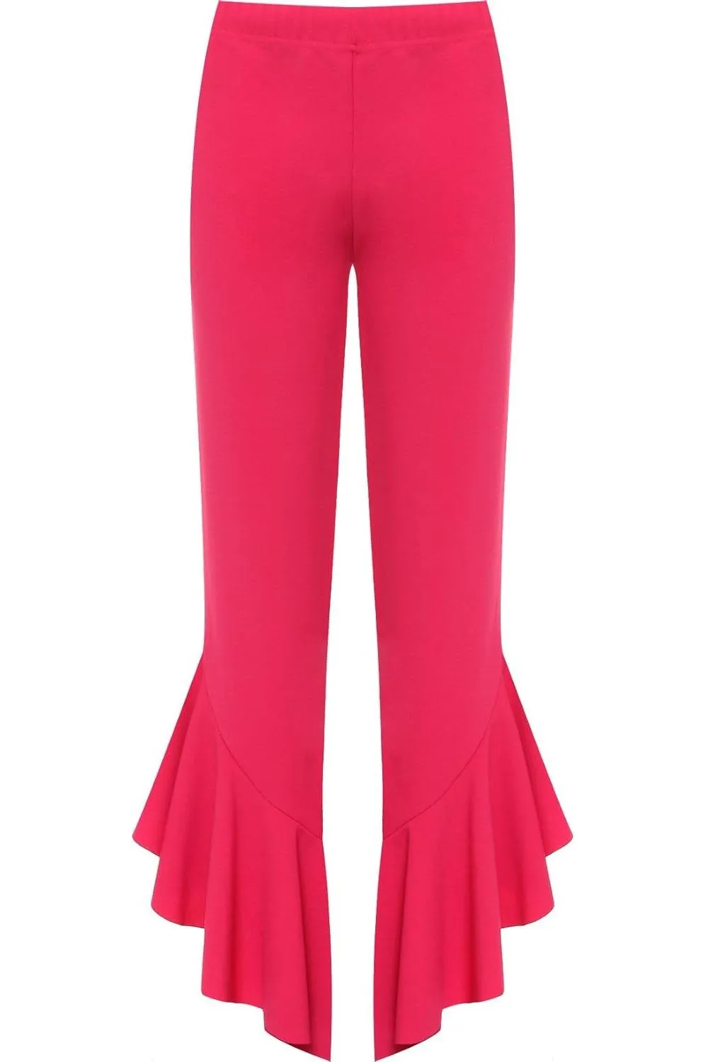 Frill Asymmetric Hem Plain Trousers
