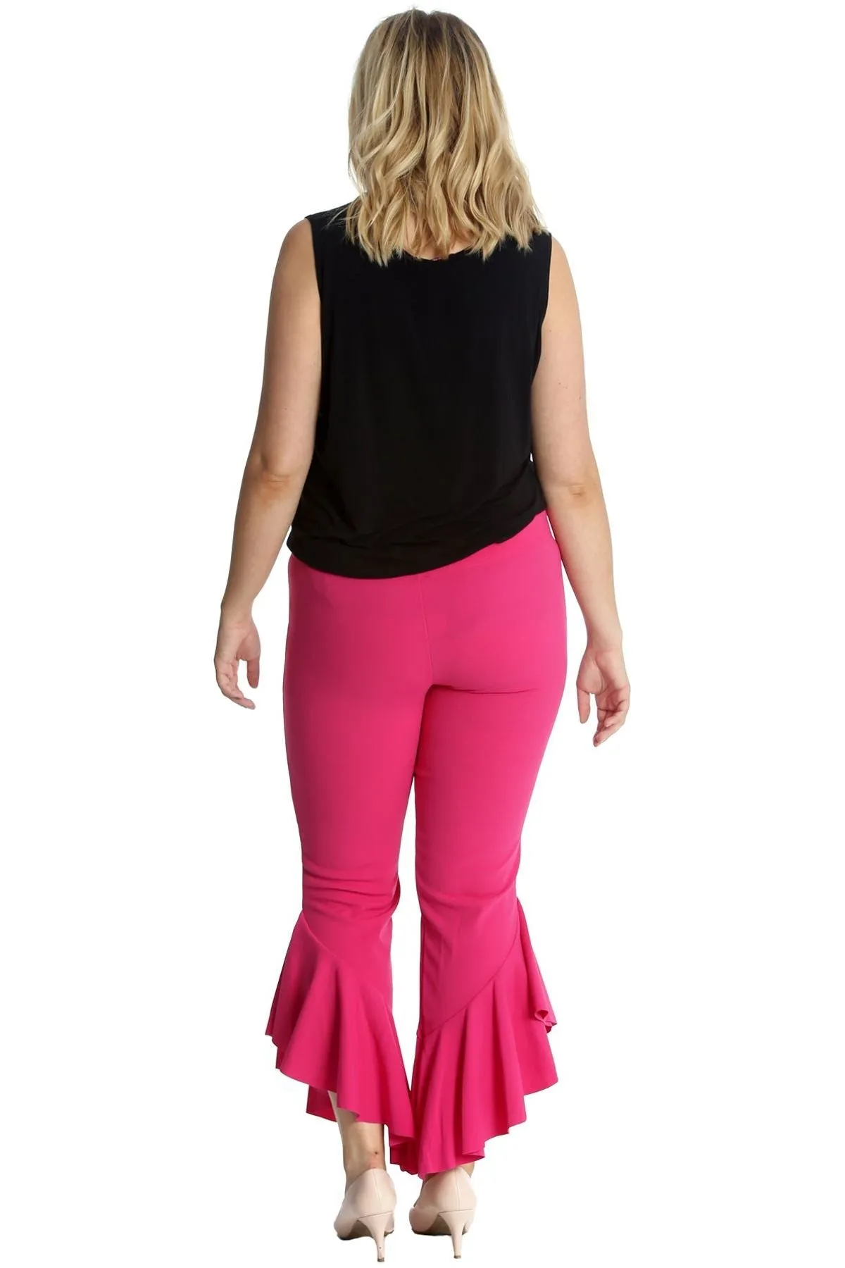 Frill Asymmetric Hem Plain Trousers