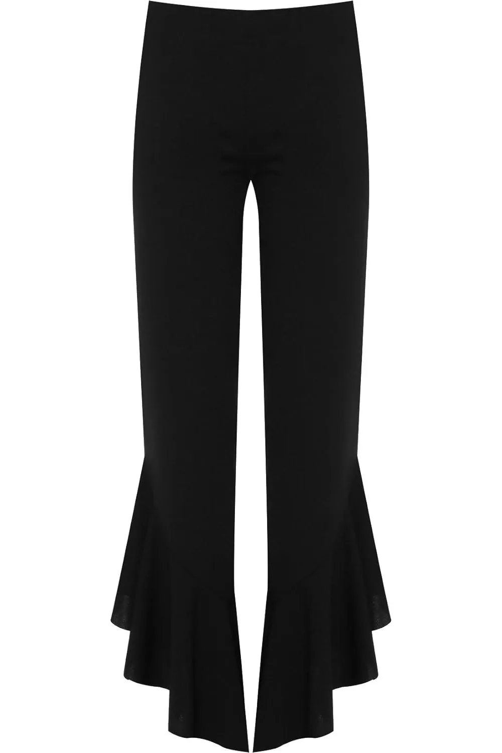 Frill Asymmetric Hem Plain Trousers